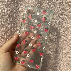 iPhone SE clear phone case with strawberries